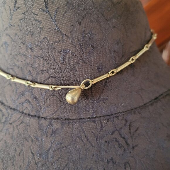 Vintage Gold Tone Blue Floral Rhinestone Necklace With Bow Design - Picture 4 of 5